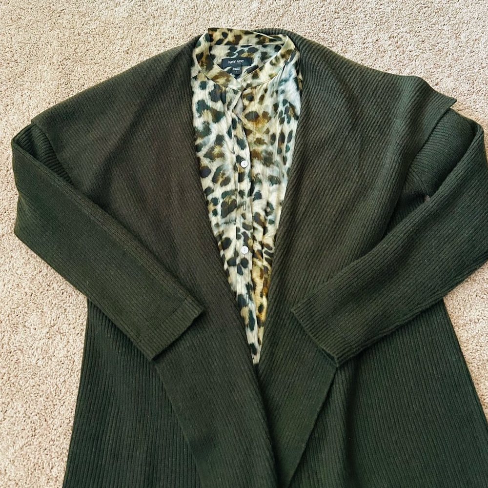 NWOT Karen Kane Olive Draped Open-Front Cardigan, Size Large - Picture 15 of 16